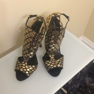 Sergio Rossi Sandals - Gold and Black Mermaid-